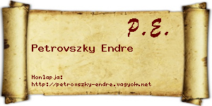 Petrovszky Endre névjegykártya
